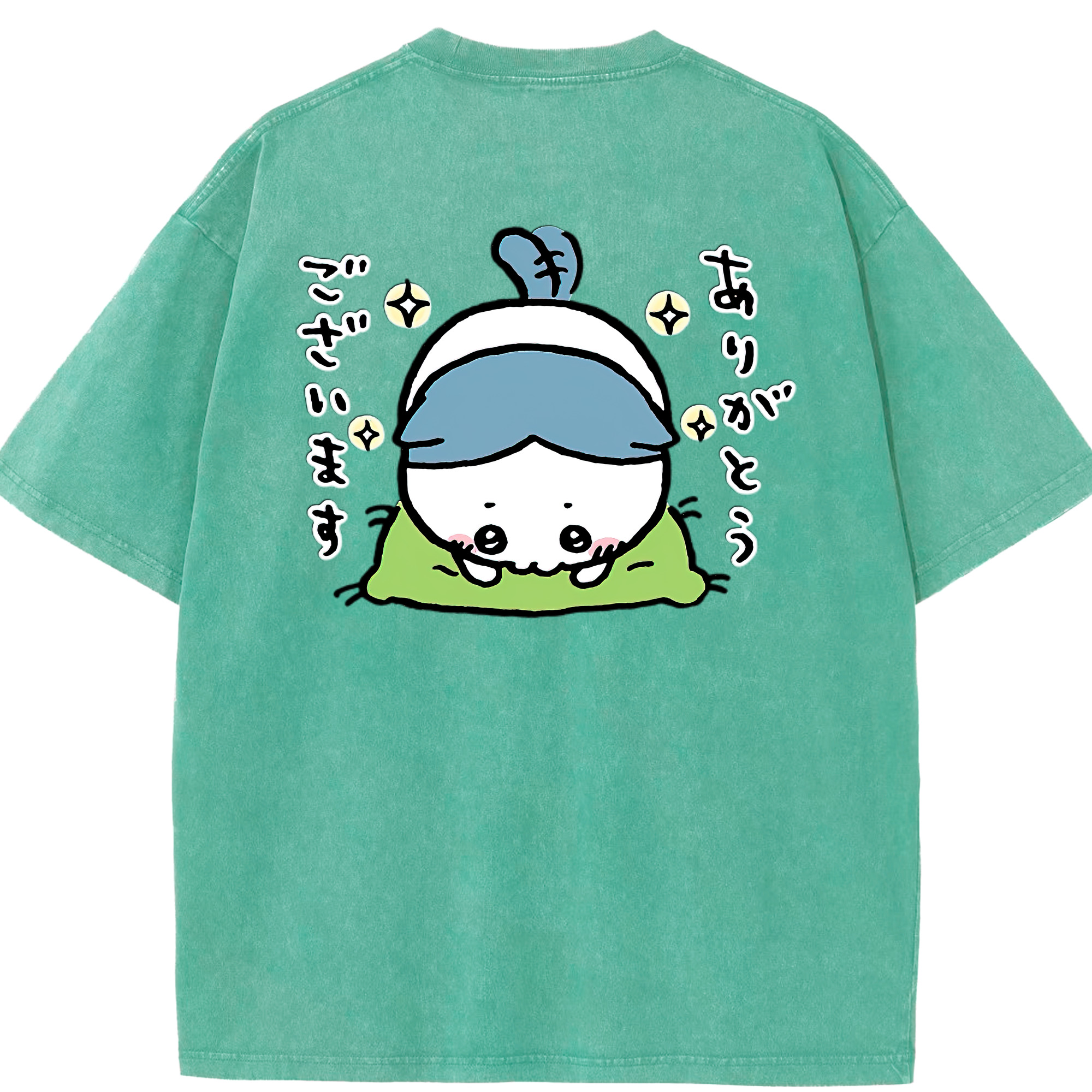 （画像用） ちいかわ ハチワレ Chii-kawa hachiware 綿100% ヴィンテージ風 半袖Tシャツ（背面プリント）